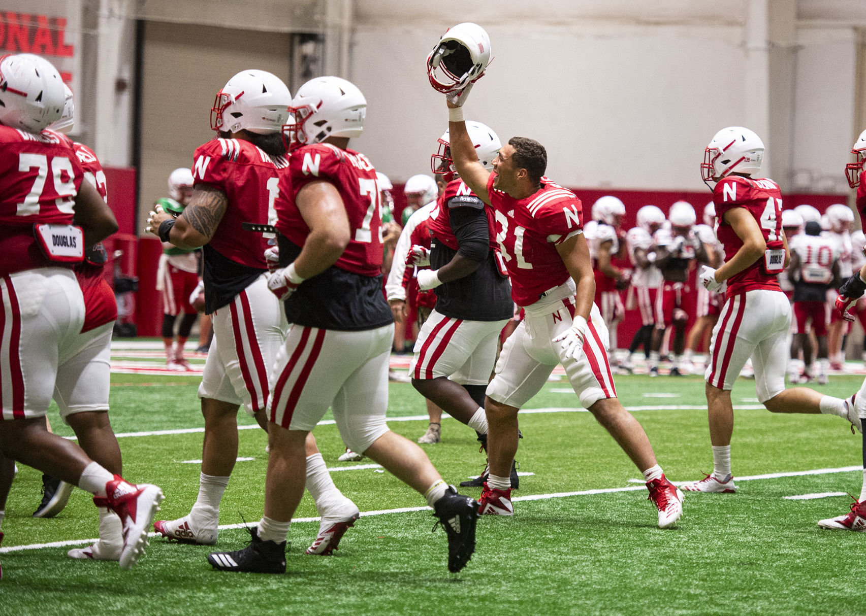 NU football practice, 8.7